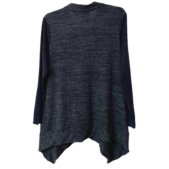 LOGO by Lori Goldstein Zip Front Cardigan M Microfiber Sleeves Shark Bite Hem - Picture 4 of 8